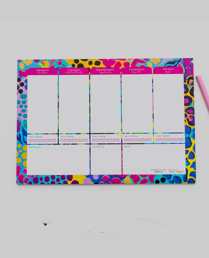 Electric Leopard Weekly Routine Notepad