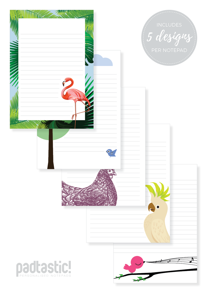 Birds Mixed Design Notepad [Lined]